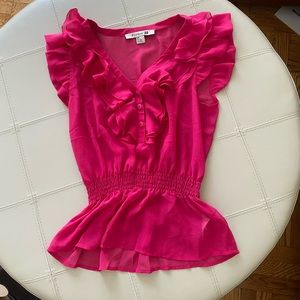 Hot Pink Ruffle Top blouse shirt
